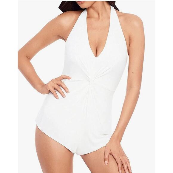 NEW Magicsuit 8 Theresa Romper Halter One Piece Swimsuit Modest Slimming White - Picture 1 of 5